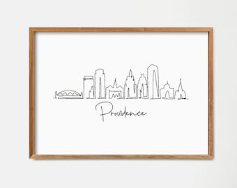 Providence Rhode Island Skyline Print: Minimalist One Line Drawing Art (Digital Download)
