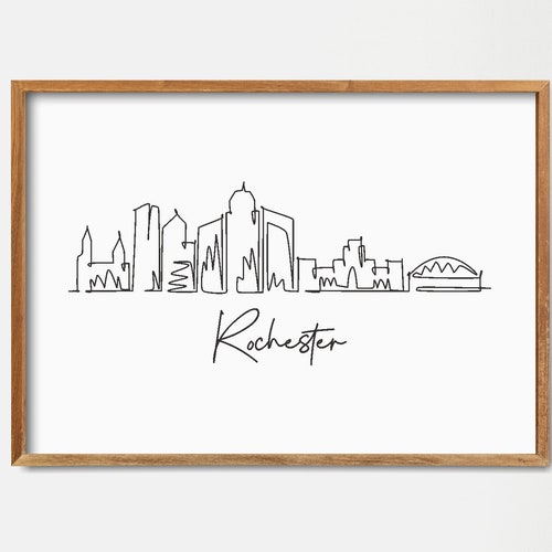 Printable Rochester New York City Skyline Wall Decor Fine Etsy