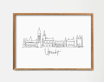 Utrecht City Skyline Print: Minimalist Single Line Draw Home Decor Art (Digital Download)