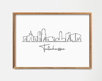 Tallahassee Skyline Art Print: Minimalist Single Line Drawing (Digital Download)