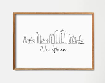 New Haven Citybild Druck: Minimalistische Serie Poster (Digitaler Download)