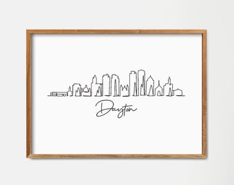 Dayton Ohio Skyline Print: Minimalist One Line Drawing Art (Digital Download)