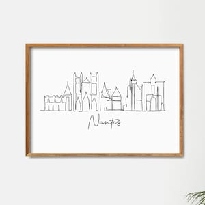 Nantes City Skyline Printable Art, One Line Drawing Art, Minimalist Wall Art, Modern Scandinavian Line Art, Terracotta Art, Home Decor Print