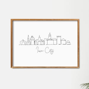 Decoración de pared del horizonte de iowa imprimible, arte de la línea fina, arte minimalista, arte de la línea moderna, ciudad del doodle, descarga digital, impresión del dibujo de la línea