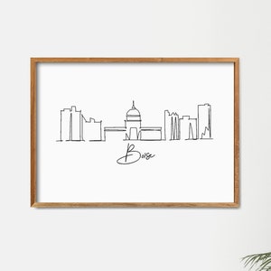 Boise, Idaho Skyline Printable Wall Decor, Fine Line Print Art, Minimalist Art, Modern One Line Art, Landmark Poster Print, City Skyscraper