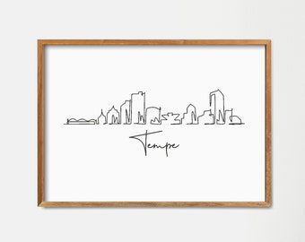 Tempe Arizona Skyline Print: Minimalist Continuous Line Drawing Art (Digital Download)