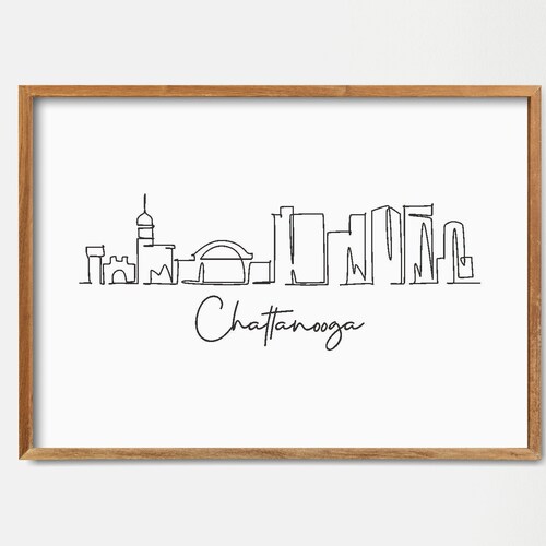 Chattanooga Tennessee Skyline Printable Wall Decor Fine Line Etsy