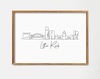 Little Rock Skyline Print: Minimalist One Line Draw Art (Digital Download)