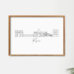 Rom Stadt Skyline druckbare Kunst, eine Linie Zeichnung Kunst, minimalistische Wandkunst, moderne skandinavische Linie Kunst, Terrakotta-Kunst, Home Decor Druck