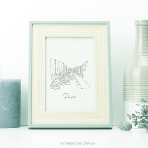 Pompeii Italy Print: Campania Travel Poster, Continuous Line Drawing Wall Art (Digital Download)