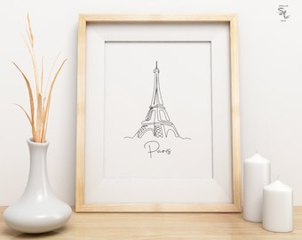 Eiffel Tower, Paris Wall Art, Paris Eiffel Tower Poster, Travel Poster, Wall Art, Travel Print, Paris Landmark Print Decor, Travel Wall Art