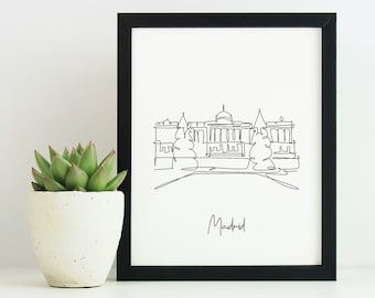Madrid Royal Palace Line Art Print: Spain Travel Poster (Digital Download)