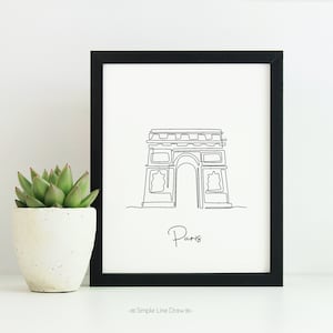 Póster del Arco del Triunfo, arte mural de París, impresión de Francia, póster de viaje, arte mural del Arco del Triunfo, impresión de viaje, decoración con impresión de monumentos de París
