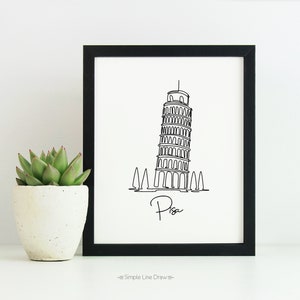 Pisa Tower Poster, Pisa Wall Art, Italy Print Art, Travel Poster, Home Decor, Pisa Tower Wall Art, Travel Print, Italy Landmark Print Decor