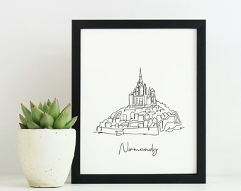 Mont Saint Michel Print: Normandy France, Minimalist Continuous Line Draw Art (Digital Download)