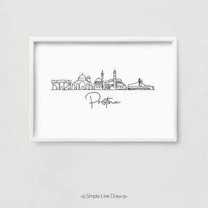 One Line Pristina Skyline Printable Fine Line Art Print Retro Art one-line-pristina-skyline-printable-fine-line-art-print-retro-art