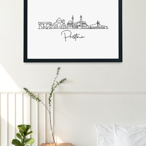 One Line Pristina Skyline Printable Fine Line Art Print Retro Art one-line-pristina-skyline-printable-fine-line-art-print-retro-art