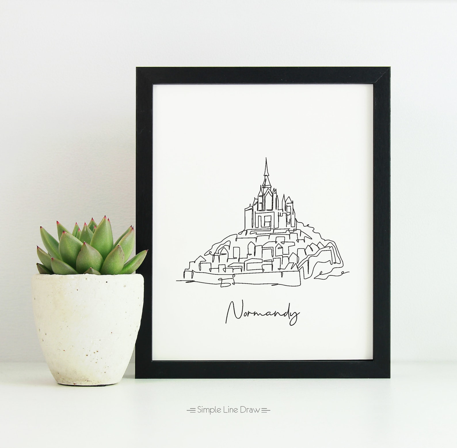 Mont Saint Michel Print: Normandy France, Minimalist Continuous Line ...