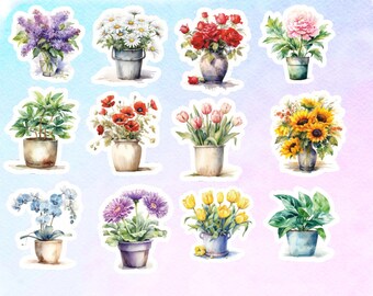Pots Of Flowers Stickers