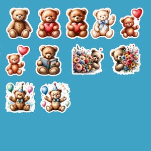 Cute Teddy Bear Stickers, Bear, Baby Gift, Baby Shower