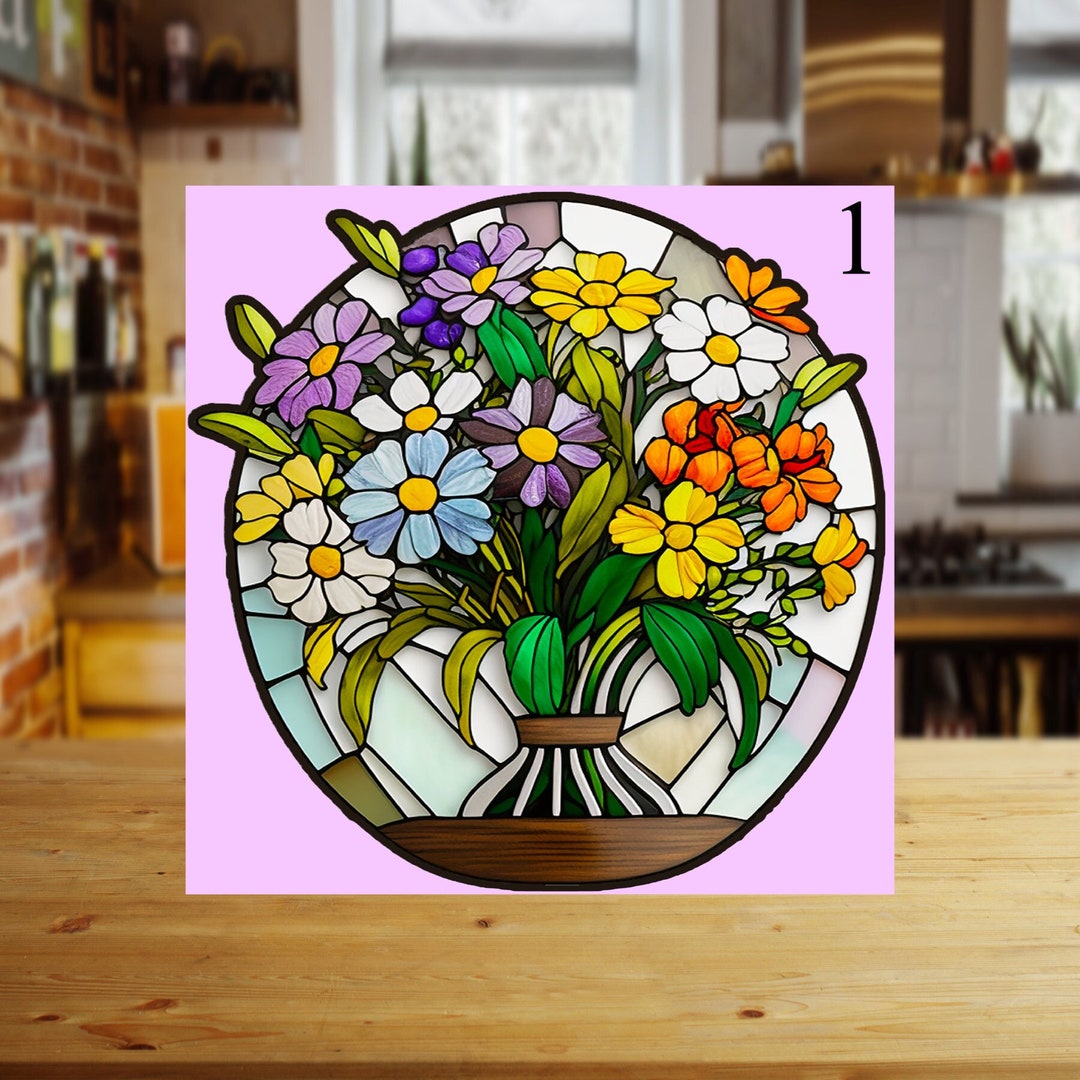 Faux Stain Glass Square Glass Trivet/cutting Board Etsy