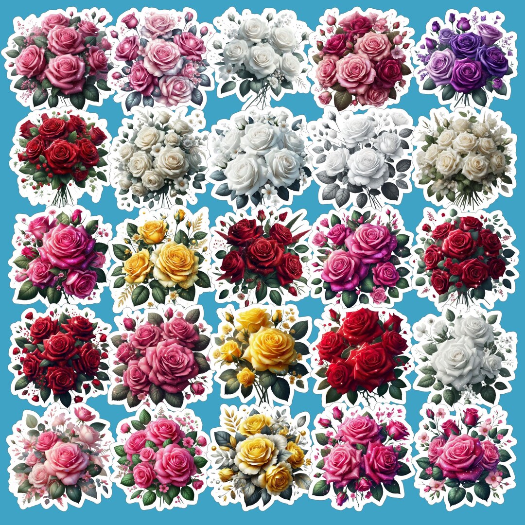 Little Roses Stickers Glitter Roses Stickers, Flowers, Rose, Gift - Etsy
