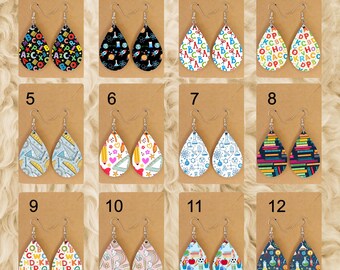 Back To School Teardrop Earrings, Teacher Gift, School, Earrings