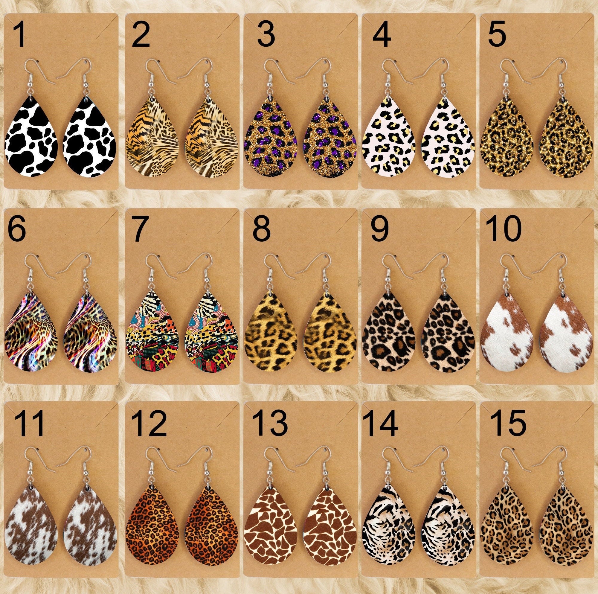 Animal Print Earrings, Cow Print, Leopard Print, Cheetah Print, Summer Earrings, Fun Earrings