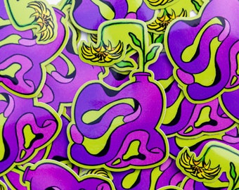Purple Vase Glossy Sticker | Waterproof