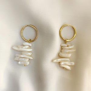 ANITA Golden Hoops | mother of pearl | Beaded earrings, hoop earrings statement earrings, golden jewelry