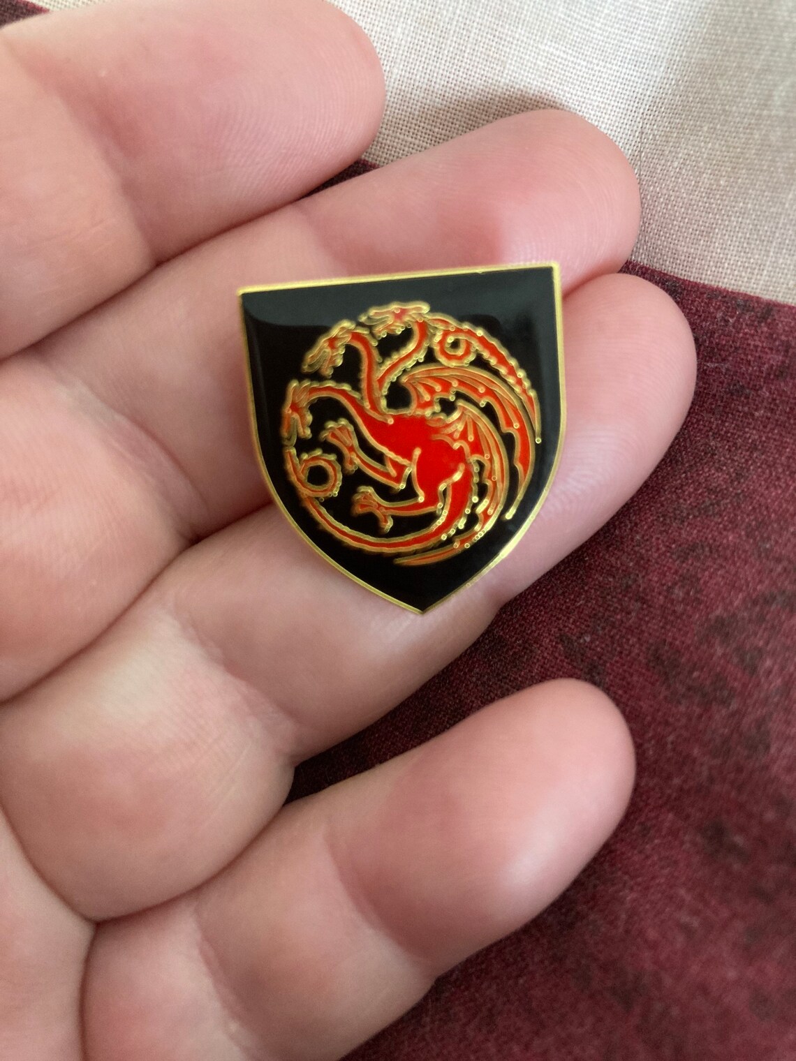 Game Of Thrones Shield Pin Badge House Of Targaryen 23mm Etsy