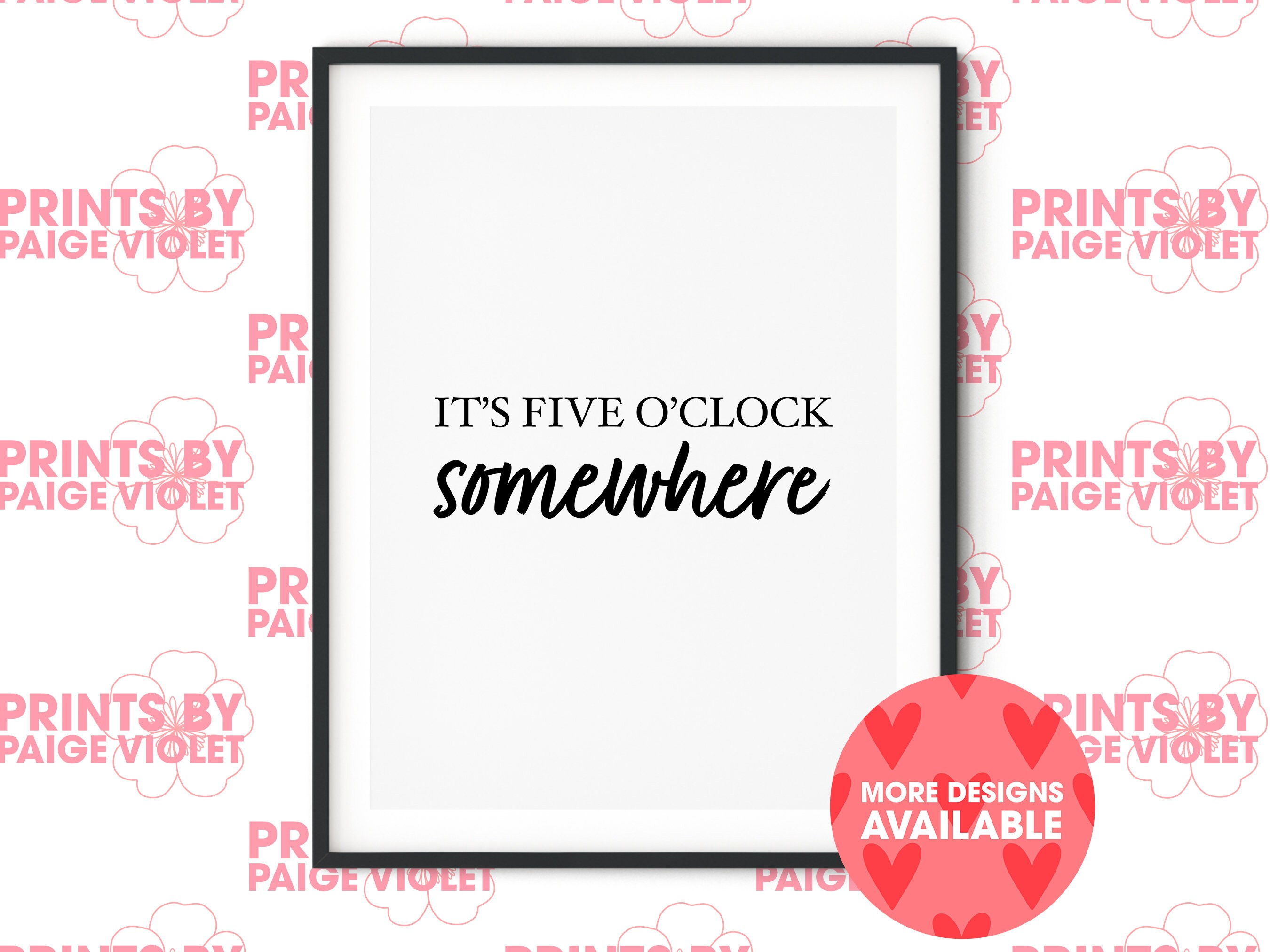 Its 5 oclock somewhere Print Black &amp; White Print Wall | Etsy
