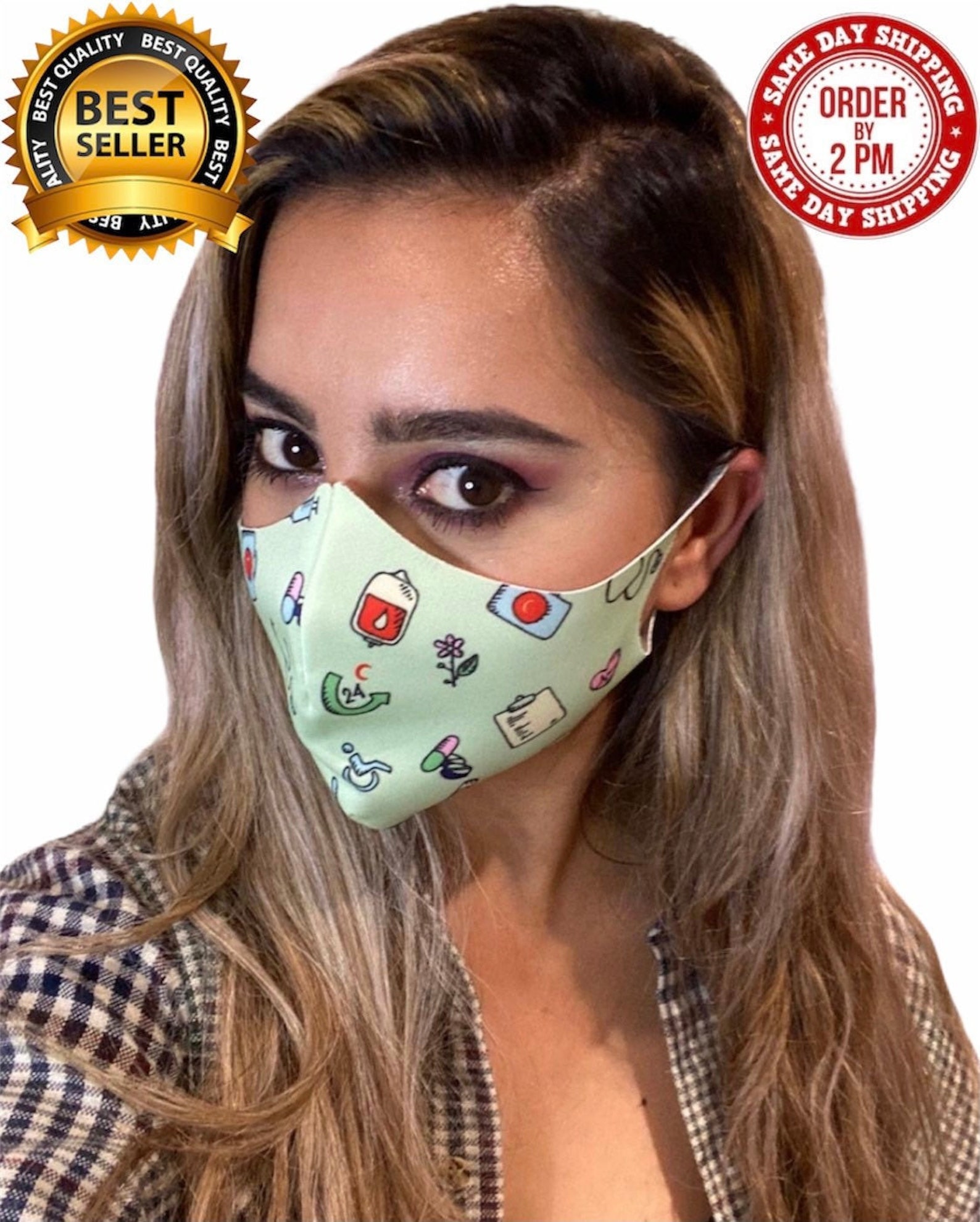 Cute Green Face Masks for Sale Best Reusable Face Masks for Etsy