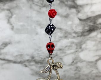Silver Skull Cherries Phone Charm | Y2K Phone Charm | Phone Accessory | Dice Phone Charm | 8 Ball | Skull Phone Charm