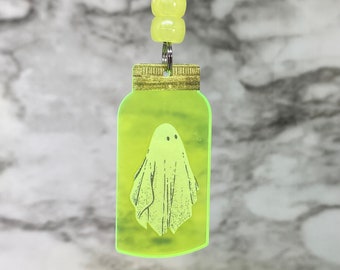 Ghost in a Bottle Acrylic Phone Charm | Y2K Phone Charm | Phone Charm | Phone Accessory | Glow in the Dark Pony Beads