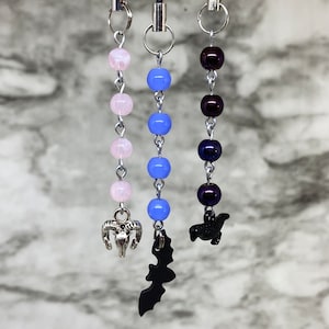 Mini Spooky Beaded Phone Charm: Bat, Crow, Ram