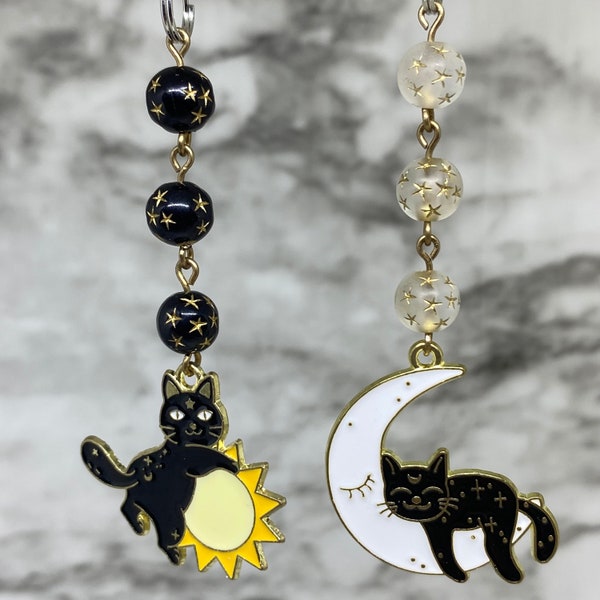 Black Cat Moon Sun Phone Charm | Spooky Phone Charm | Phone Accessory