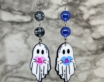 Conversation Heart Ghost Acrylic Phone Charm | Y2K Phone Charm | Spooky Phone Charm | Phone Accessory