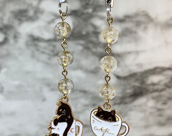 Black Cat Coffee Phone Charm | Spooky | Phone Accessory
