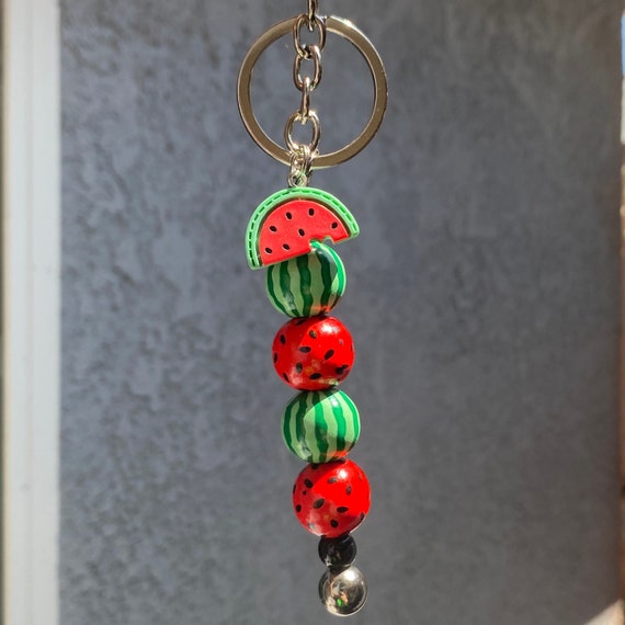 Watermelon beaded keychain | summer keychains