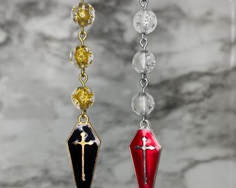 Spooky Coffin Phone Charm | Enameled Goth Accessories