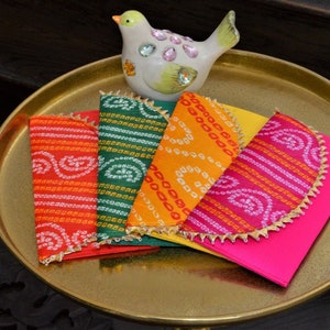 Geldenveloppen, cadeaukaarthouder, stoffen geldenveloppen, Indiase trouwenveloppen, Bandhini-enveloppen, Indiase huwelijksgunst, Nikah cadeau