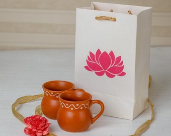 Muggu Ceramic Teacups Return Gift, Golu gifts, Wedding Return Gift Bags, Indian Return Gift Bags, Housewarming Gift India, Pooja Return Gift