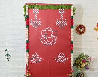 Ganesha achtergronddecoratie, Indiase puja achtergronden, Ganpati decoratie achtergrond, achtergrond voor een housewarming, Ganesh Chaturthi decoratie, puja decoratie