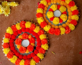 Marigold Rangoli Mat, Rangoli decorations, Diwali decorations, Diwali Rangoli, Flower Rangoli,  Pooja decoration, diwali decor, rangoli Kit