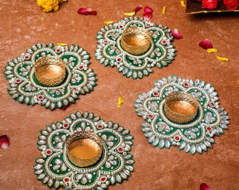 Kundan-Teelichthalter (Großpackung), indisches Gastgeschenk, Pooja-Gastgeschenk, Diwali-Kerze, Diya, Einweihungsgeschenk, indisches Hochzeitsgeschenk