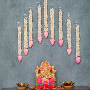 Lotus Garlands, Pooja decor, Pooja Backdrop Decoration, Indian Backdrop Decor, varalakshmi decor, Lotus hanging, Diwali, lotus decor,
