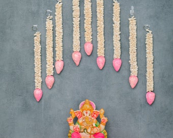 Lotus Garlands, Pooja decor, Pooja Backdrop Decoration, Indian Backdrop Decor, varalakshmi decor, Lotus hanging, Diwali, lotus decor,