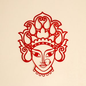 Durga Mata Gesicht Ausschnitt Dekoration Für Dussehra | Göttin Durga Wohndekoration Ausschnitt | festliche Deko für Dussehra Party | Papierausschnitt