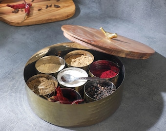 Indian Handmade Spice Box, Kitchen Storage Containers Indian spice/Masala Box/Storage Box/Round Spice Box, Dry-fruit box, chapati roti box,